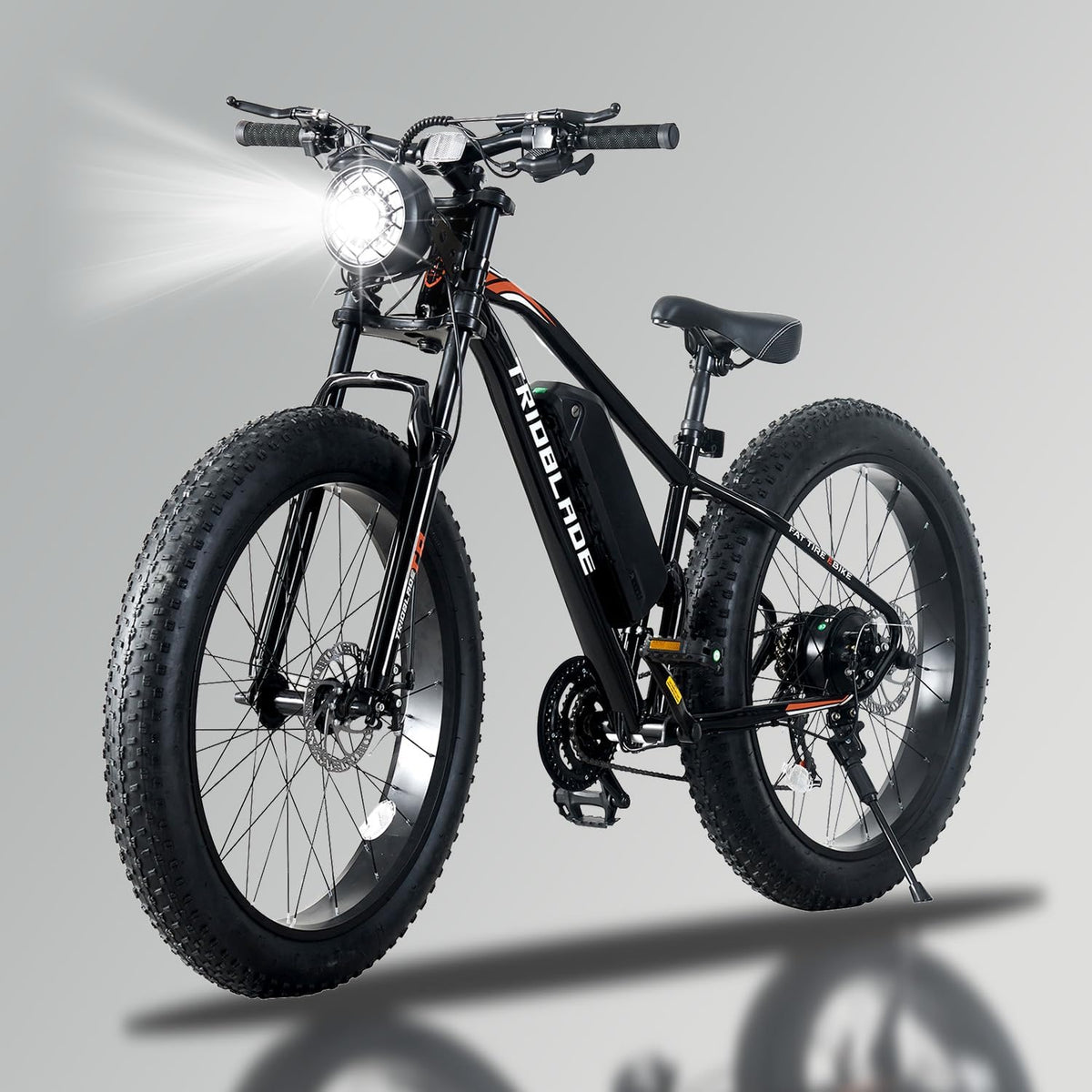 Electric bike with large wheels on a gray background